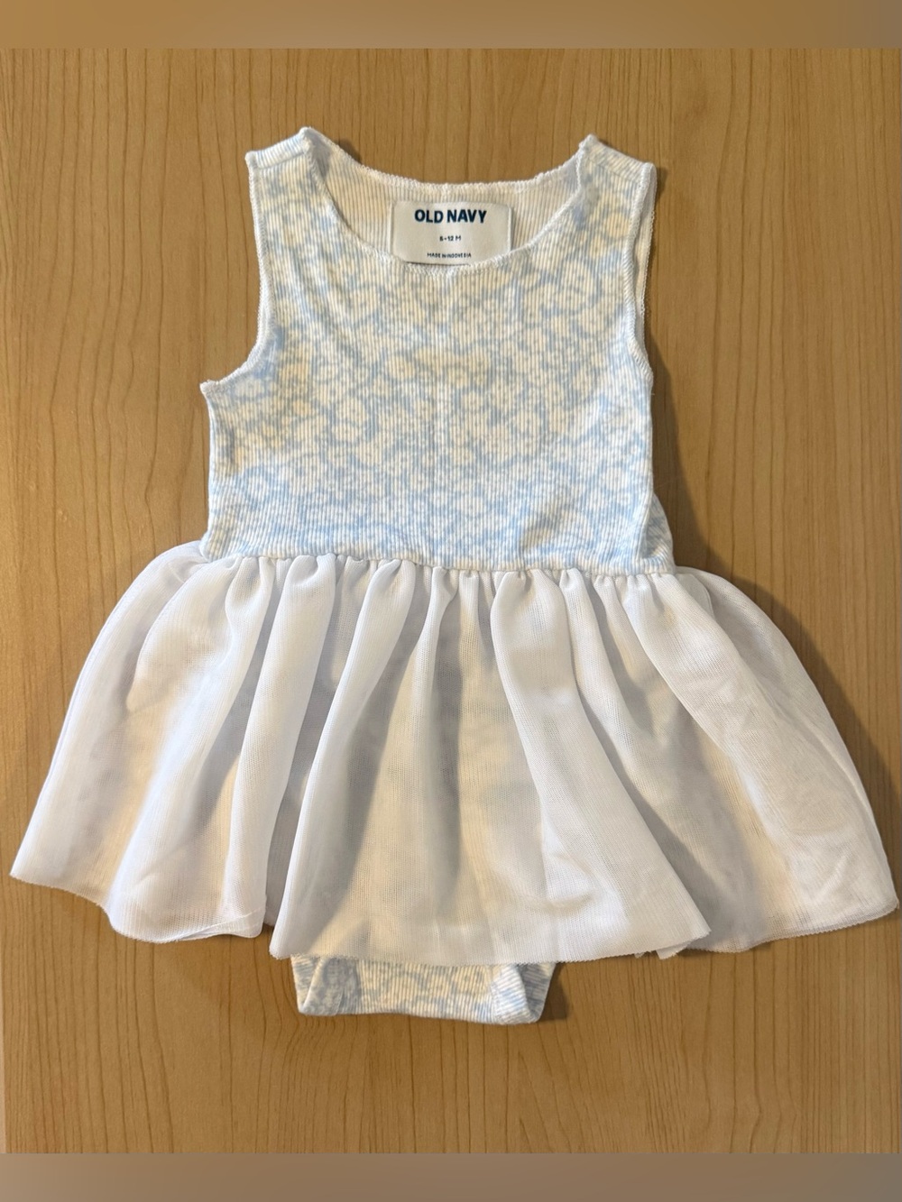 Light Blue & White Tulle Infant Dress Bodysuit